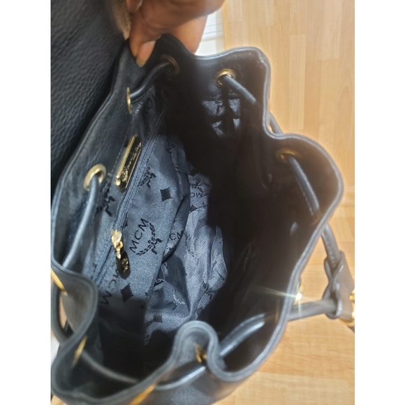MCM Leather Drawstring Backpack Bag Black - Picture 10 of 10